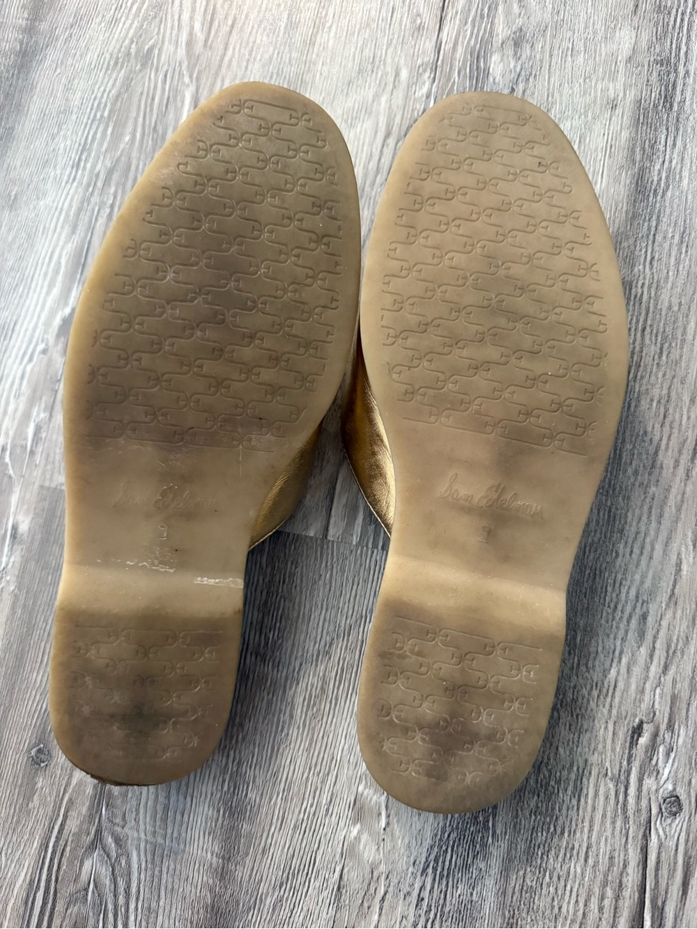 Sam Edelman Metallic Gold Leather Slip-On Mule Loafers - Picture 3 of 4
